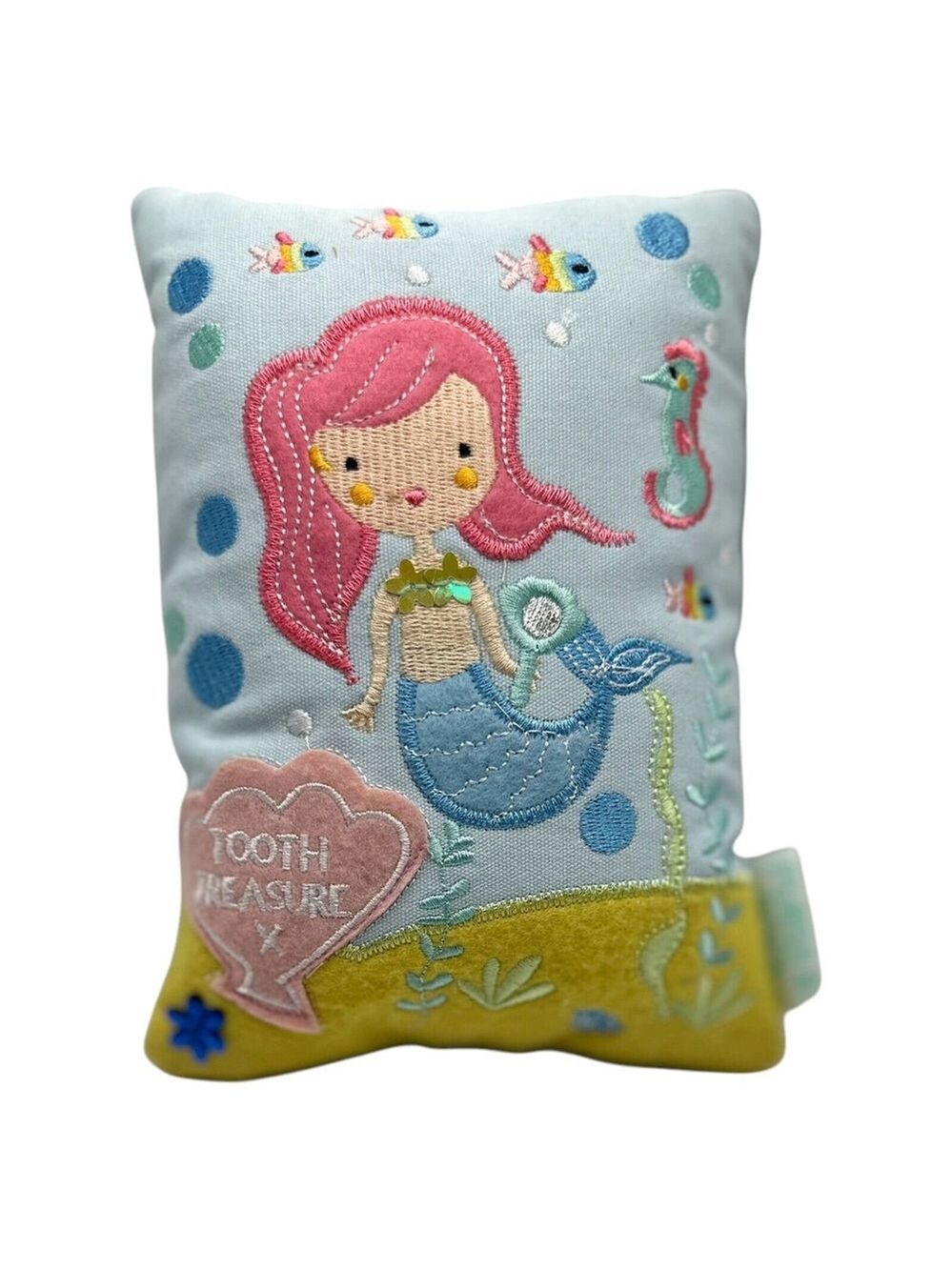 Tooth Fairy MERMAID Pillow GIRLS Tooth Pouch Floss & Rock Blue Pink NWT NEW